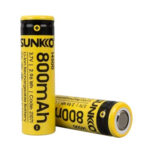 Sunkko 21071 3.7 Volt 800 Mah 14500 Şarj Edilebilir Pil - 2 Li Paket Halinde