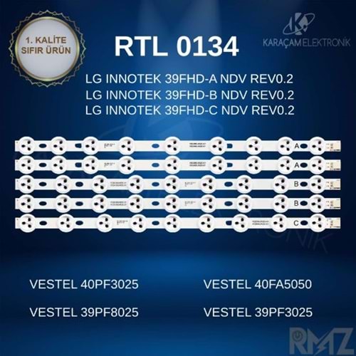 RTL-0134 (SET-2041) (SET-027) Vestel 40 /VESTEL 40PF3025 LED BAR, PHILIPS 40PFL3008K/12 LED BAR, NEXON 39