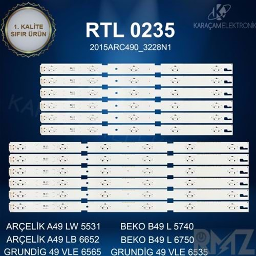 RTL-0235 (SET-2054) Arçelik - Beko - Grundig 49 /ARÇELİK A49L 5531 4B2 LED BAR, BEKO B49L 5531 4W2 LED BAR, ARÇELİK A49L 6652 5W LED BAR, B49L 6652 5B LED BAR , GRUNDİG 49 VLE 6535 BL LED BAR