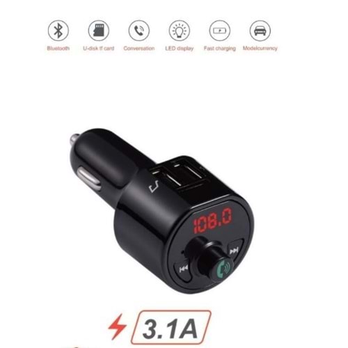 Torima G10 PD Şarj Özellikli Dijital Göstergeli Bluetooth Fm Transmitter Siyah