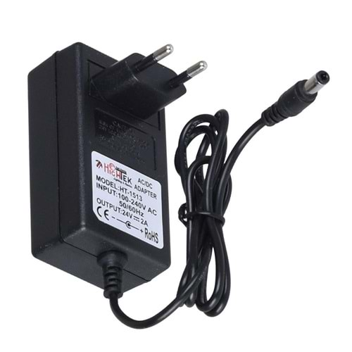 Hightek HT-1513 24 Volt 2 Amper 5.5mm x 2.5mm Plastik Kasa Adaptör