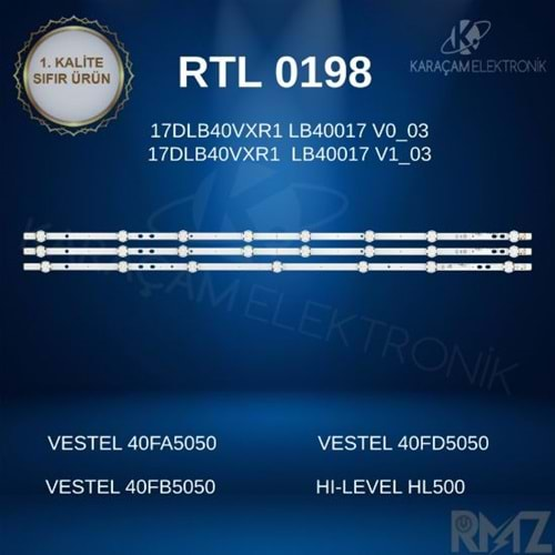 RTL-0198 (SET-2045) = (Fully SET-104) = (Wkset-5392) Vestel 40 /VESTEL 40FA5050 LED BAR , VESTEL 40FB5050 LED BAR , VESTEL 40FD5050 LED BAR , HI-LEVEL HL500 LED BAR ,