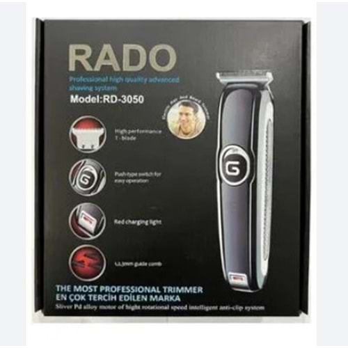 Rado RD-3050 Silver Profesyonel Şarjlı Saç Sakal Ense Tıraş Makinesi