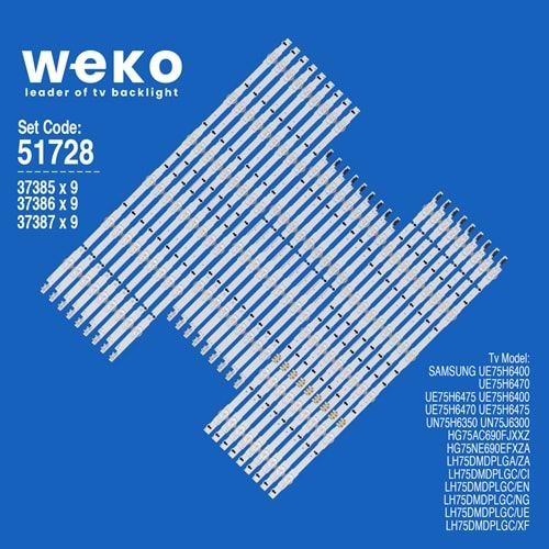 Weko Wkset-6728 37385X9 37386X9 37387X9 SAMSUNG_2014SVS75F 27 Adet Tv Bar Led Takımı