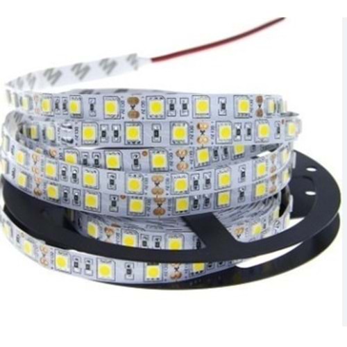 12 Volt 3528 Sarı Tek Çip 60 Led Silikonlu Dış Mekan Şerit Led - 5 Metre