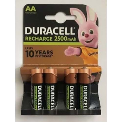 Duracell HR6/DX1500 2500 mAh AA Ni-MH Şarj Edilebilir Kalem Pil 4 Lü Paket Halinde
