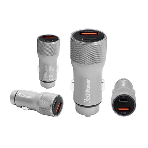 Next Power NP525 USB/PD Araç içi Hızlı Şarj Adaptörü - Gri