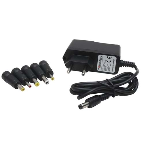 Powermaster PM-31392 12 Volt 1 Amper 6 Uçlu Priz Tipi Plastik Kasa Adaptör