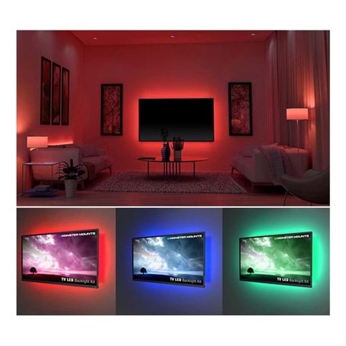 Magicline 54547 Rgb 3 Çip 60 Led Silikonsuz 5 Metre TV Arkası Led Uygulamalı