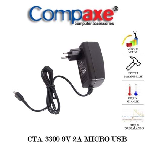 Compaxe CTA-3300 9 Volt 2 Amper Micro Usb Tablet Adaptör