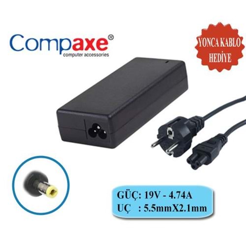 Compaxe CLA-445 19 Volt 4.74 Amper 5.5mm x 2.1mm Notebook Adaptör