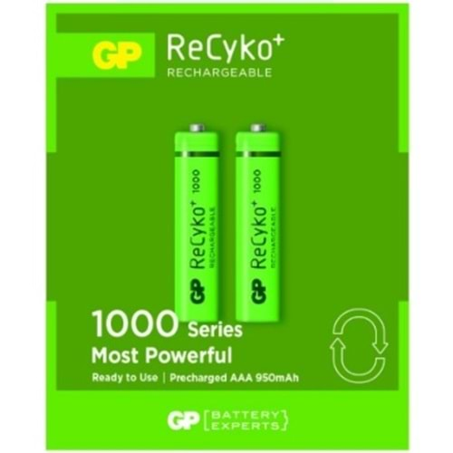 GP Reycko 1000 mAh Şarjlı İnce Kalem Pil 2 Li Paket Halinde