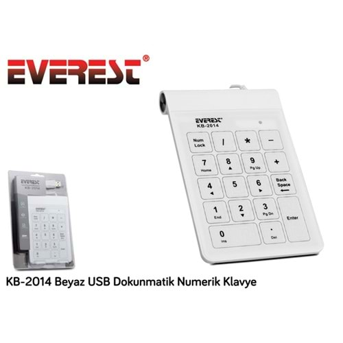 Everest KB-2014 Beyaz USB Dokunmatik Numerik Standart Klavye