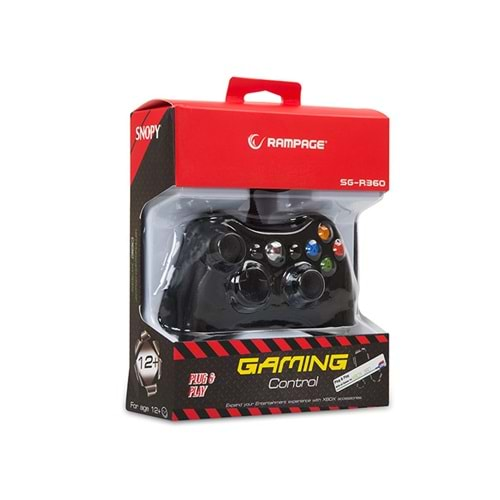 Snopy Rampage SG-R360 Siyah Xbox-360 ve USB PC Destekli 2.20m Kablolu Oyunkolu Joypad