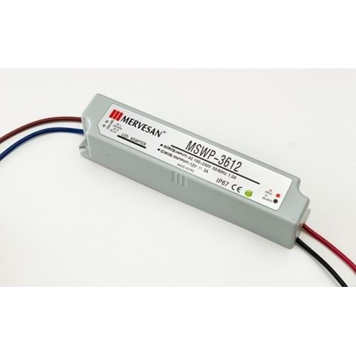 Mervesan MT-WP-36-12 12 Volt 3 Amper IP67 Adaptör