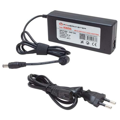 Powermaster 10656 48 Volt 1 Amper 5.5mm x 2.5mm Plastik Kasa Adaptör