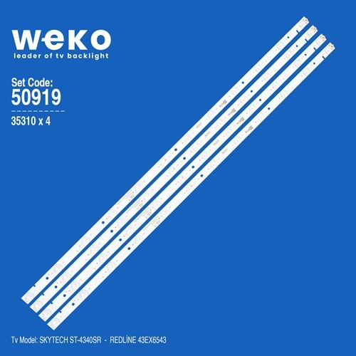 Weko WKSET-5919 35310x4 ZDCX43D12-ZC14F-02-303CX430032-A22/C/7 120-125/3.0-3.1 82.3cm 12 Ledli=SET-2270=LED771=SET-0908=Takımt Olarak Satılır--REDLINE 43EX6543|LC430DUY