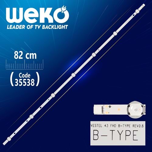 Weko 35538 VESTEL 43 FHD B-TYPE REV0.8-82 Cm 7 Ledli (B)=SET-2048=SET-1006=LED355=35537=LCD1102=LCD311=LCD423=Tek Adet Satılır--43FA7300|43SC7600|43HL500UY|43FX610F|43FB5000|43R5900FM|43L3763DAT|43TF6520A