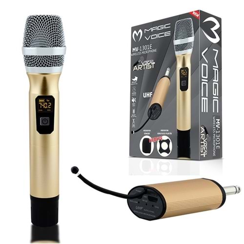 Magicvoice 16821 MV-1301E UHF Ekranlı Kablosuz 1 El Telsiz Mikrofonu