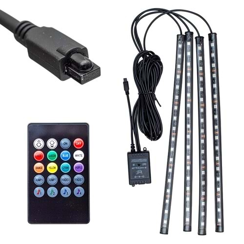 Powermaster 16543 Sese Duyarlı Kumandalı Araç İçi RGB Led Animasyon Kiti