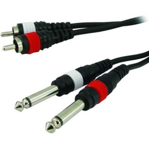 Roxtone RX-K12701 2x6.3mm Gitar Mono to 3.5 Stereo Kablo 1 Metre