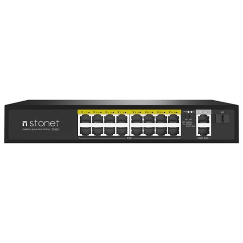 Stonet P116GH 16+2+1 16 Port PoE 10/100 2 Port Uplink 10/100/1000 1xSFP 240W PoE Switch