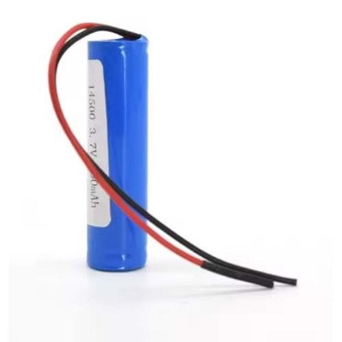 14500 3.7 Volt 500 mAh 2 Pin Konnektörlü Lityum Pil