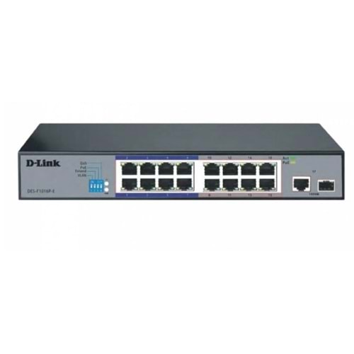 D-Link DES-F1016P-E 16 PORT 10/100 Base-T Long Range 250m POE+ Surveillance SWİTCH