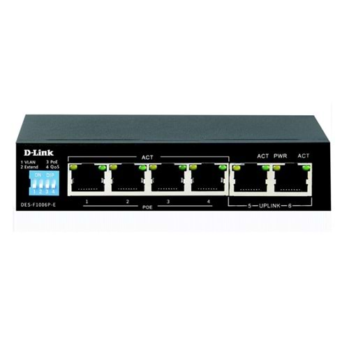 D-Link DES-F1006P-E 6-Port 10/100 Long Range PoE+ Surveillance Switch