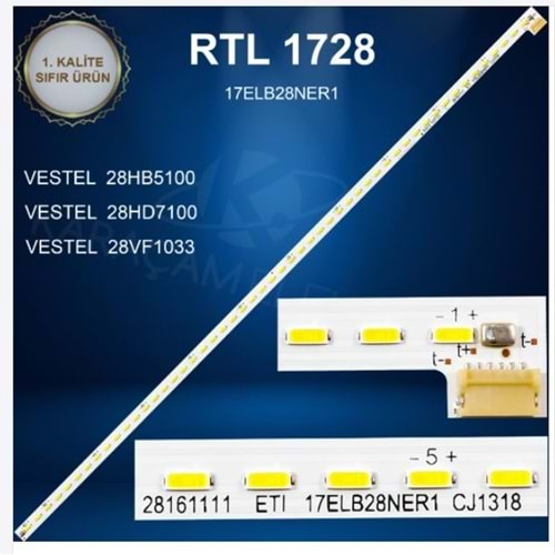 RTL-1728 Vestel 28 /VESTEL 28HB5100 LED BAR, VESTEL 28HD7100 LED BAR , VESTEL 28F1033 LED BAR, REGAL 28R4020H LED BAR