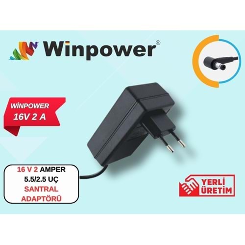 Winpower 16 Volt 2 Amper 5.5 x 2.5 mm Santral Adaptörü