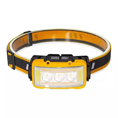 Powermaster PM-25549 S03 Sarı 10 Watt Sensörlü 11 Işık Modlu Kafa Lambası