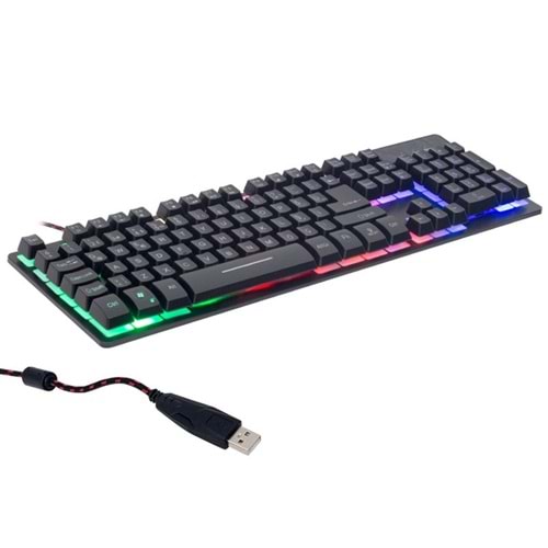 Hello HL-18744 Usb Kablolu Metal Kasa Mekanik Hisli RGB Işıklı Oyuncu Gaming Q Klavye