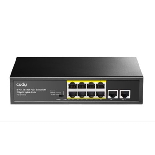 Cudy FS1010PG 8 Port 10/100 Yönetilemez +2 Port Gigabit Desktop (8 Port Poe+) 120W Switch
