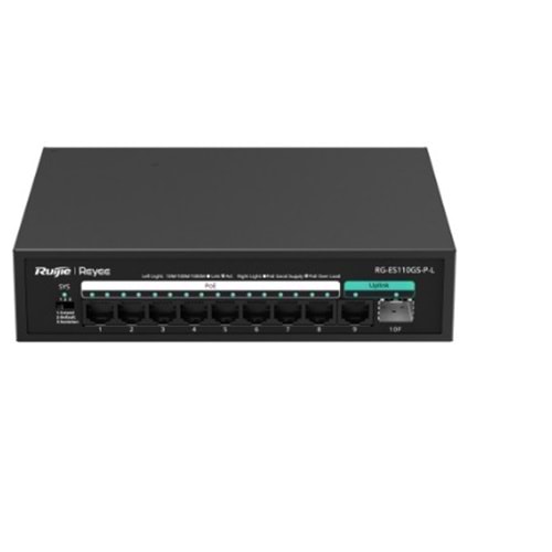Ruijie Reyee RG-ES110GS-P-L 10 Port 10/100/1000 Mbps Gigabit PoE Switch