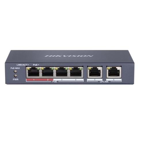 Hikvision DS-3E0106P-E-M 4 Port 10/100 Mbps PoE Switch+ 2 Port Uplink Fast Ethernet Switch