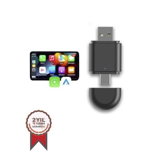 Torima TAB06 Mini 2in1 Kablosuz Carplay Usb ve Type-c Uyumlu Araç Multimedya Dönüştürücü Adaptörü