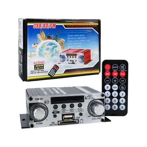 Magicvoice YW-191L 12 Volt 100 Watt Motosiklet Bluetooth Amfi USB/SD 2 Kanal Pazarcı - Anfi (125X95X40mm) - 25372
