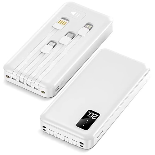Powerway TX209 20.000mAh Kablolu Dijital Göstergeli Fenerli Powerbank Dahili Telefon Stand