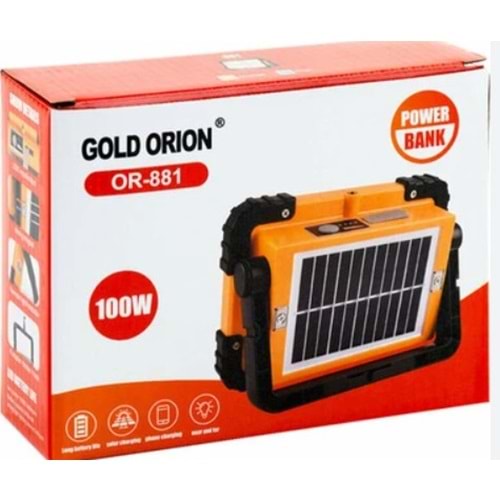 Gold Orion OR-881 100W El Feneri Güneş Paneli USB Şarjlı