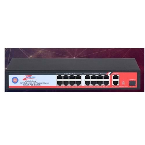 Ztech ZR-1016 16+2+1 Poe Switch 260w +2 10/100/1000 16 Port Poe