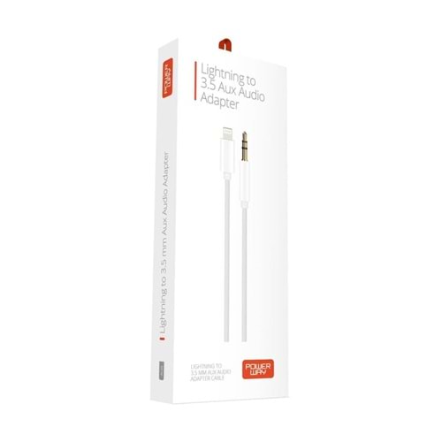Powerway AC05 Lightning to 3.5mm Erkek Aux Dönüştürücü Aux Çevirici