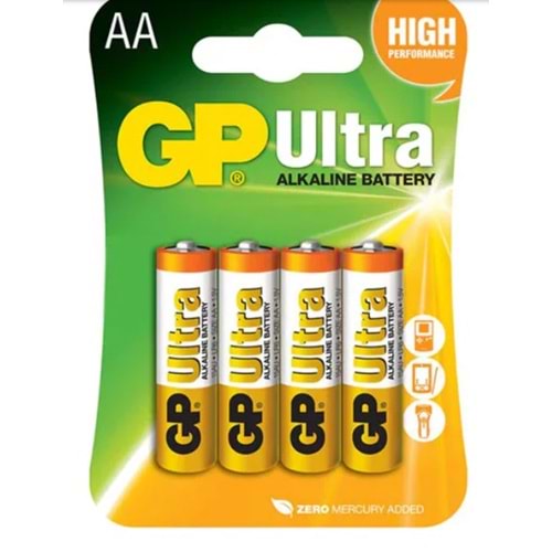 GP Ultra GP15AU AA Alkalin Kalem Pil 4 Lü Paket Halinde