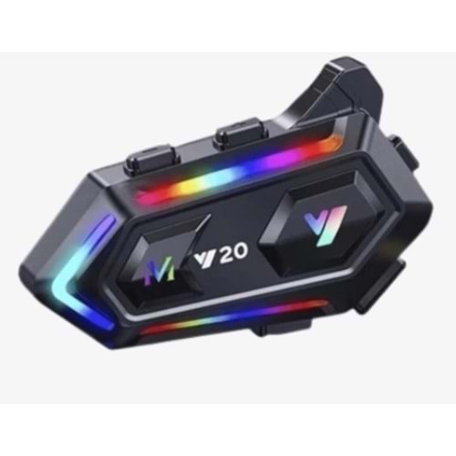 Spiface Y20 Rgb Işıklı Intercom 2 Kişi Bağlantılı Motosiklet Bluetooth Kulaklık Seti İnterkom