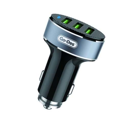 Go Des GD-CC206 3 Usbli 3.6A Led Işıklı Metal Araç Şarj Başlığı