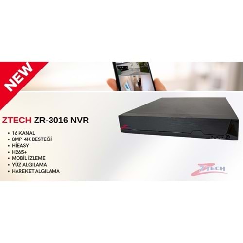 Ztech ZR-3016 H265+ 16 Kanal NVR Kayıt Cihazı