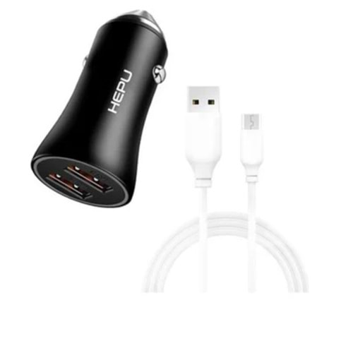 Hepu HP-779 3A QC Araç Şarj Cihazı + Micro USB Kablo – Android Uyumlu Hızlı Araç Şarjı