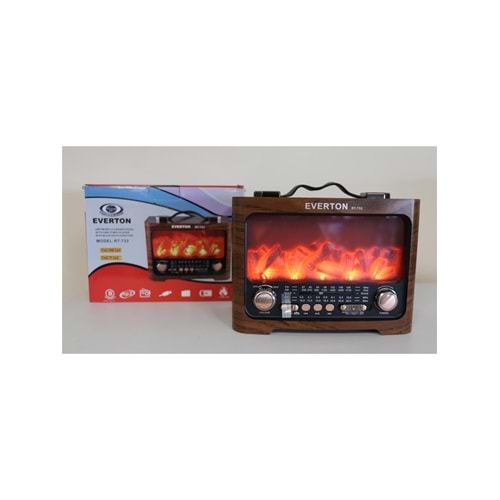 Everton RT-733 Şömine Görünümlü Nostaljik Bluetooth/USB/Sd/ Radyo Mp3 Player Müzik Kutusu