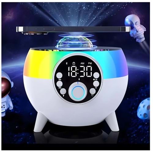 Magicline HM-2310 Siyah RGB Işıklı Çalar Saatli Bluetooth Hoparlörlü Şarj Standı