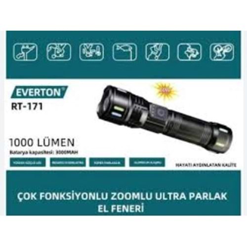 Everton RT-171 50W 1000 Lm Metal Şarjlı El Feneri